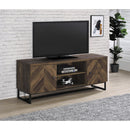  Coaster Furniture Myles 736052 2-door Engineered Wood 60" TV Stand - Rustic Oak IMAGE 2