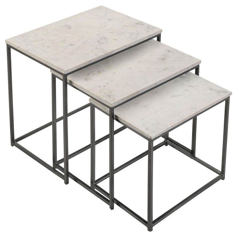  Coaster Furniture Medora 936016 3-piece Marble Top Nesting Table Set - White IMAGE 2