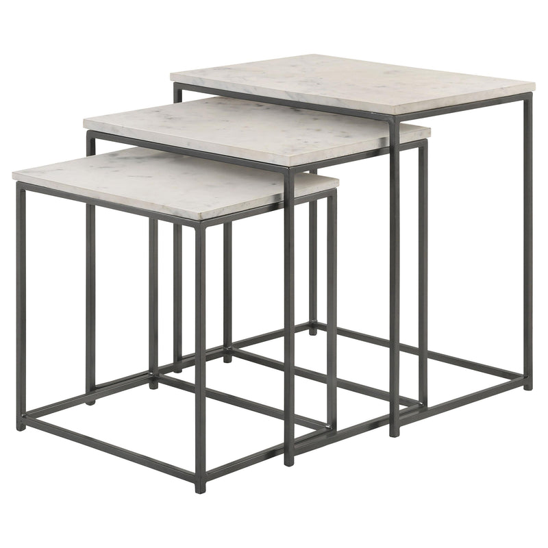  Coaster Furniture Medora 936016 3-piece Marble Top Nesting Table Set - White IMAGE 4