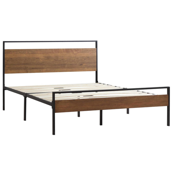  Weekender Thompson Metal and Wood Platform Bed- Brown (Queen) IMAGE 1