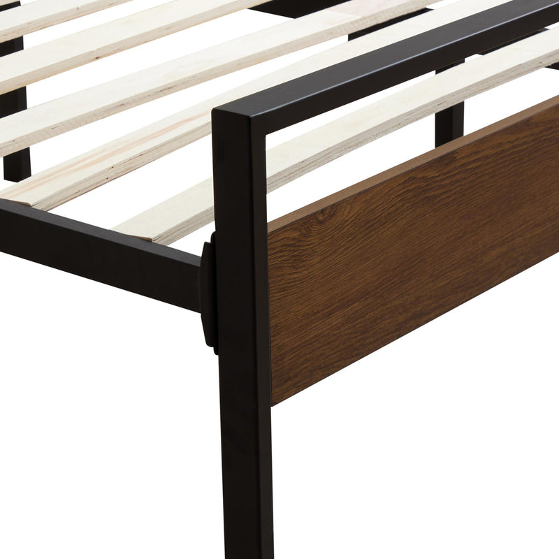  Weekender Thompson Metal and Wood Platform Bed- Brown (Twin) IMAGE 3