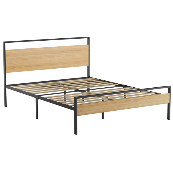  Weekender Thompson Metal and Wood Platform Bed- Natural (Queen) IMAGE 1