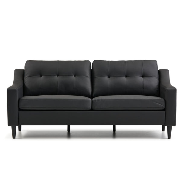  Weekender Bingham Sofa- Faux Leather Black IMAGE 1