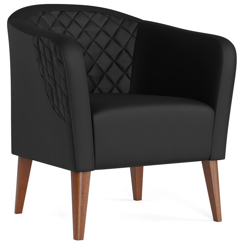  Weekender Webster Barrel Chair- Faux Leather Black IMAGE 2
