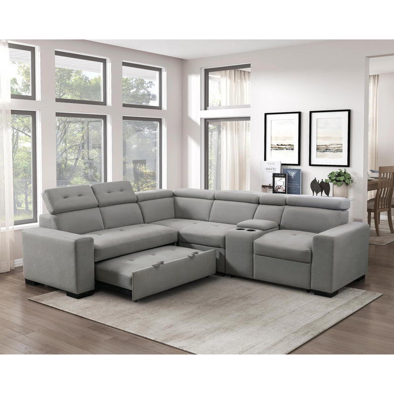 Homelegance Farrah 9219GY*SC 3 pc Sectional with Adjustable Headrests, Pull-out Bed and Console IMAGE 11