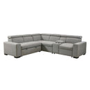 Homelegance Farrah 9219GY*SC 3 pc Sectional with Adjustable Headrests, Pull-out Bed and Console IMAGE 1