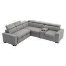 Homelegance Farrah 9219GY*SC 3 pc Sectional with Adjustable Headrests, Pull-out Bed and Console IMAGE 4