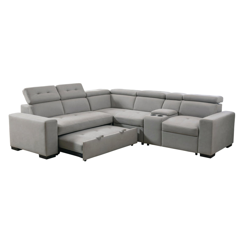 Homelegance Farrah 9219GY*SC 3 pc Sectional with Adjustable Headrests, Pull-out Bed and Console IMAGE 7
