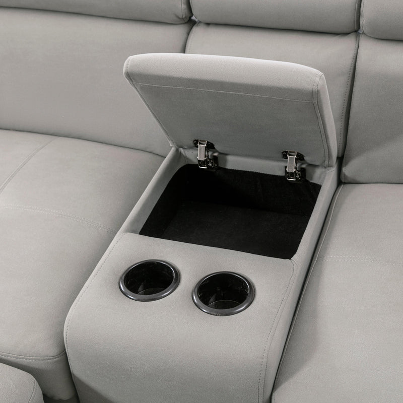 Homelegance Farrah 9219GY*SC 3 pc Sectional with Adjustable Headrests, Pull-out Bed and Console IMAGE 9