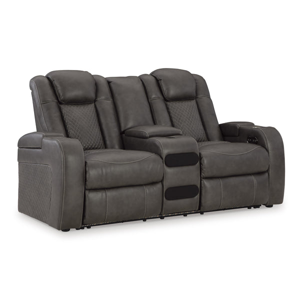 Signature Design by Ashley Fyne-Dyme Power Reclining Leather Look Loveseat 3660218 IMAGE 1