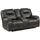 Homelegance Gainesville Reclining Leather Look Loveseat with Console 8560PM-2 IMAGE 1