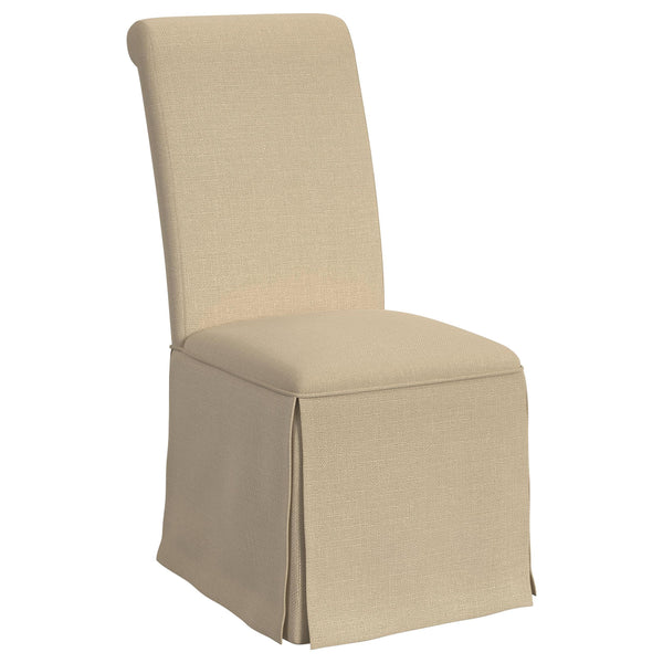 Coaster Furniture Shawna 100747 Upholstered Skirted Parson Dining Side Chair - Khaki IMAGE 1