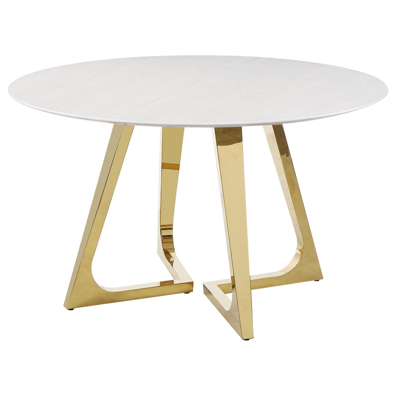 Coaster Furniture Round Carla Dining Table with Marble Top and Pedestal Base 107171 IMAGE 3