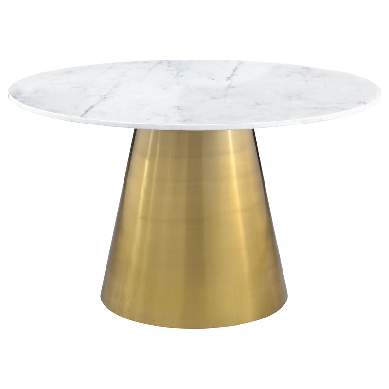 Coaster Furniture Round Ambrose Dining Table with Marble Top and Pedestal Base 107600 IMAGE 1