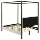  Coaster Furniture Monroe 300834KE Upholstered Eastern King Canopy Bed - Vanilla IMAGE 4