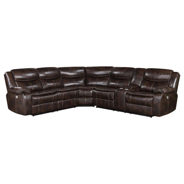 Coaster Furniture Sycamore 610200P Upholstered Power Reclining Sectional Sofa - Grey IMAGE 1