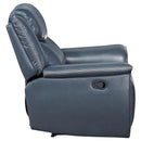 Coaster Furniture Sloane 610273 Upholstered Padded Arm Recliner Chair - Blue IMAGE 6
