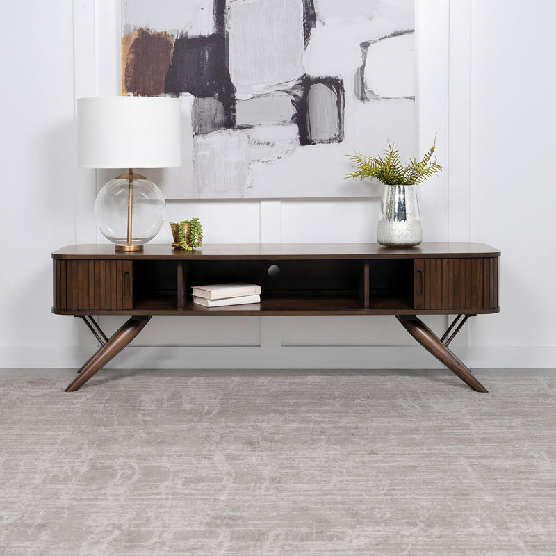 Coaster Furniture Valna 701713 Rectangular 71" TV Stand With Sliding Doors - Walnut IMAGE 2