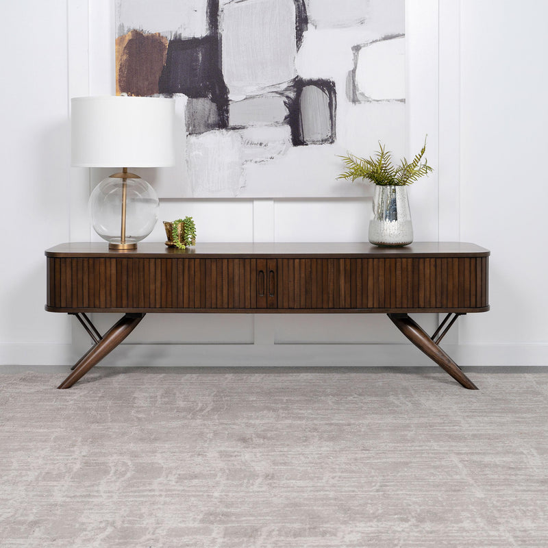 Coaster Furniture Valna 701713 Rectangular 71" TV Stand With Sliding Doors - Walnut IMAGE 3