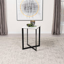  Coaster Furniture Tobin 707697 Square Marble Top End Table - White and Black IMAGE 2