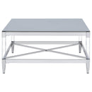 Coaster Furniture Lindley 709728 Square Tempered Mirror Acrylic Coffee Table - Chrome IMAGE 6