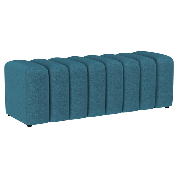 Coaster Furniture Summer 910293 Upholstered Channel Tufted Accent Bench - Peacock Blue IMAGE 1