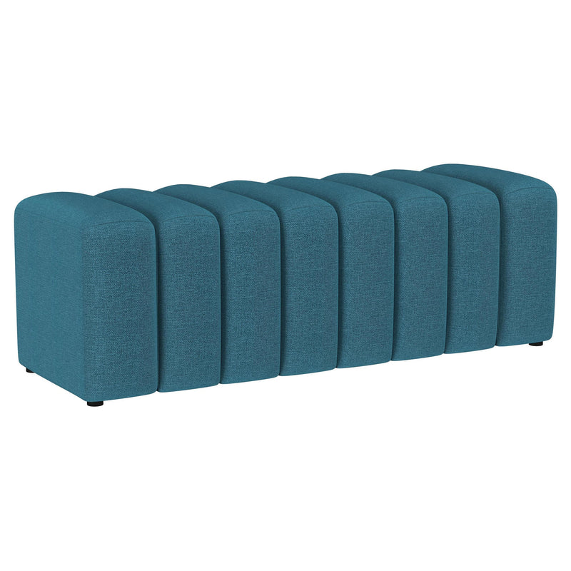 Coaster Furniture Summer 910293 Upholstered Channel Tufted Accent Bench - Peacock Blue IMAGE 1
