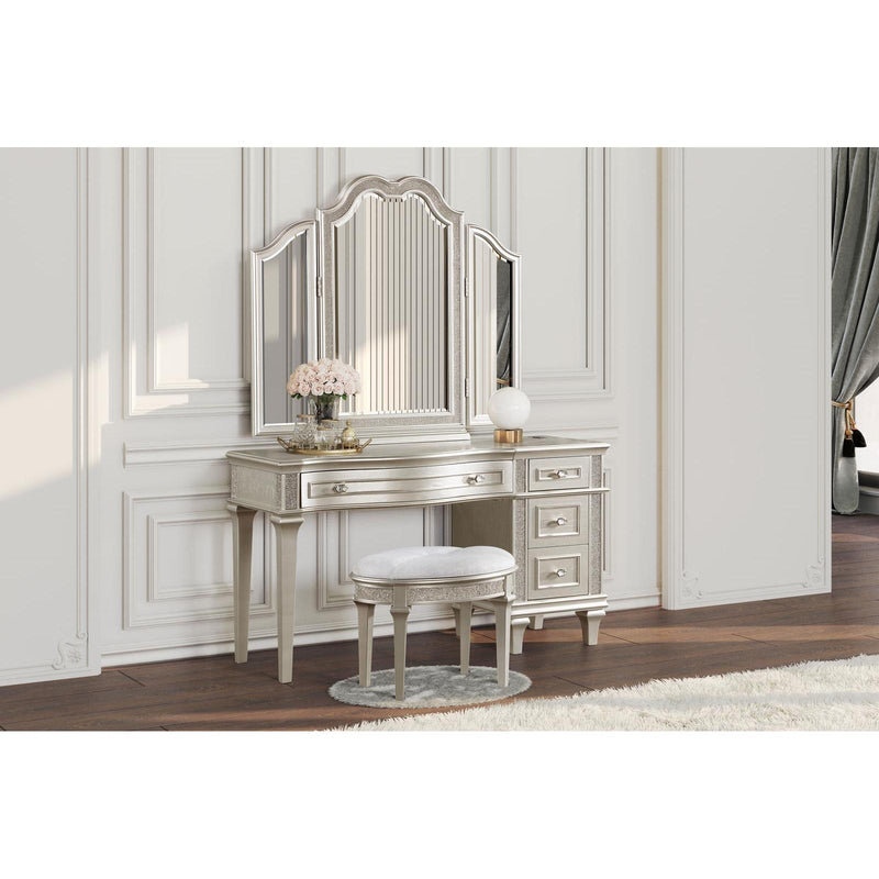  Coaster Furniture Evangeline 223397-SET 4-drawer Vanity Set with Stool - Silver Oak IMAGE 3