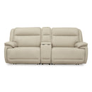Signature Design by Ashley Double Deal Power Reclining Leather Match Loveseat with Console U1300158/U1300157/U1300162 IMAGE 1