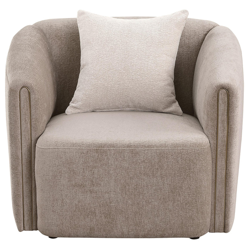 Coaster Furniture Townsend 504756 Chenille Upholstered Rolled Arm Chair - Latte IMAGE 2