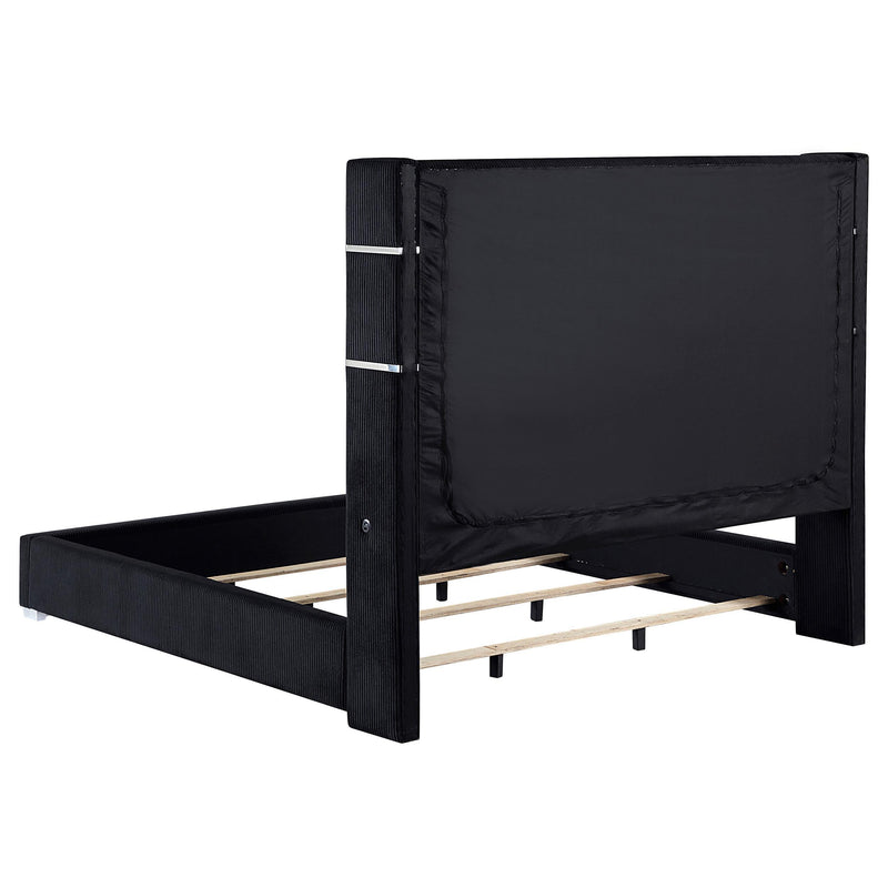 Coaster Furniture Tisdall 306031KE Upholstered Eastern King Flame Visualizer Bed - Black IMAGE 3