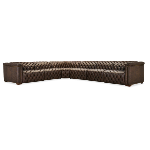 Hooker Furniture SS435-6PC4-089 Savion Deux 6 Seat Sectional with Power Headrests and 4 Power Recliners IMAGE 1