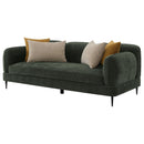  Coaster Furniture Jade 509131 Chenille Upholstered Modern Track Arm Sofa - Green IMAGE 3