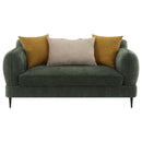  Coaster Furniture Jade 509132 Chenille Upholstered Modern Track Arm Loveseat - Green IMAGE 2