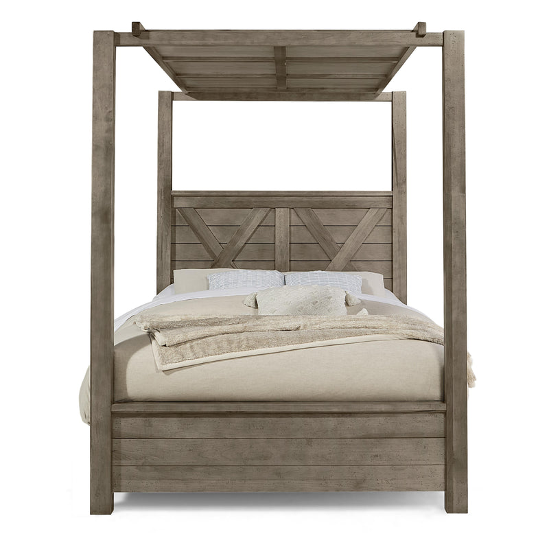 Artisan & Post Cool Rustic 172 King Wood Panel Canopy Bed - Stone Grey IMAGE 2