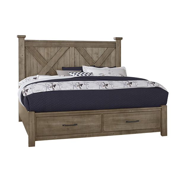 Artisan & Post Cool Rustic 172 King X Bed with Footboard Storage - Stone Grey IMAGE 1