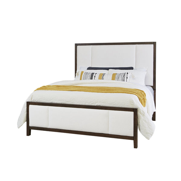 Artisan & Post Crafted Cherry 150 King Upholstered Bed with White Fabric - Dark Cherry IMAGE 1