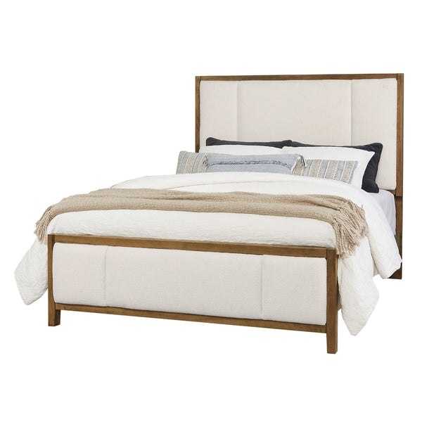 Artisan & Post Crafted Cherry 151 Queen Upholstered Bed with White Fabric - Medium Cherry IMAGE 1