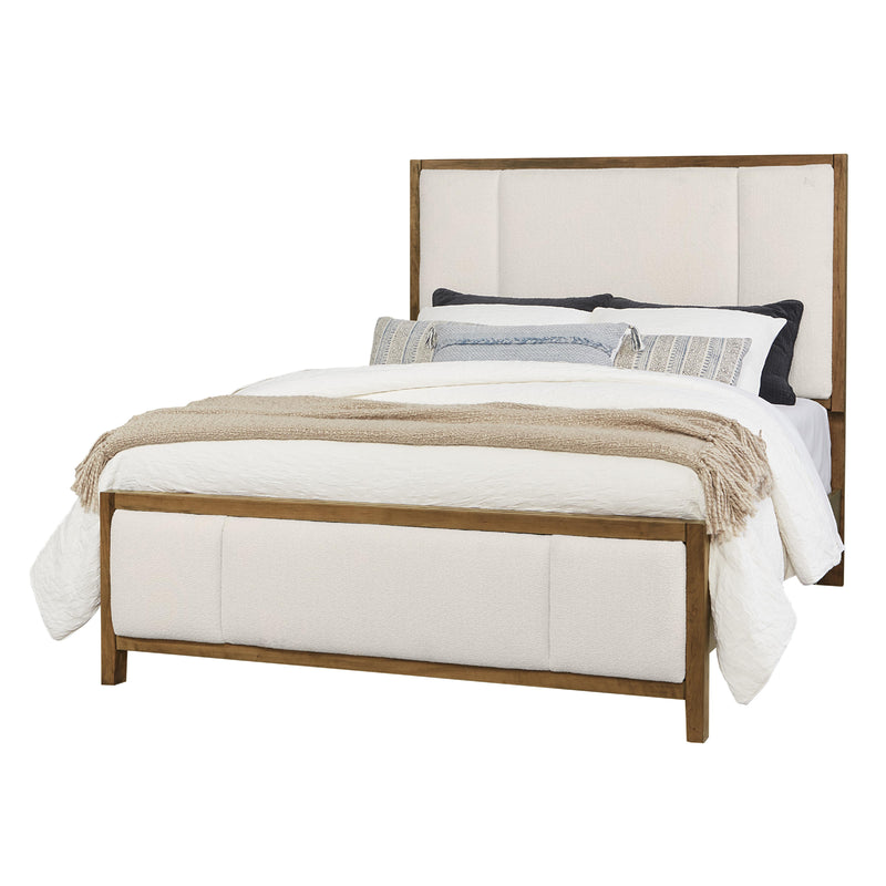 Artisan & Post Crafted Cherry 151 Queen Upholstered Bed with White Fabric - Medium Cherry IMAGE 1