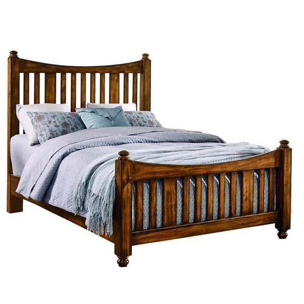 Artisan & Post Maple Road 118 Queen Slat Poster Bed - Antique Amish IMAGE 1