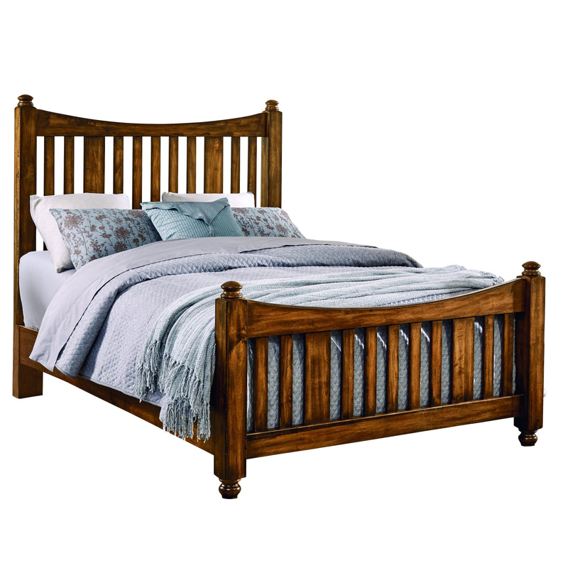 Artisan & Post Maple Road 118 Queen Slat Poster Bed - Antique Amish IMAGE 1