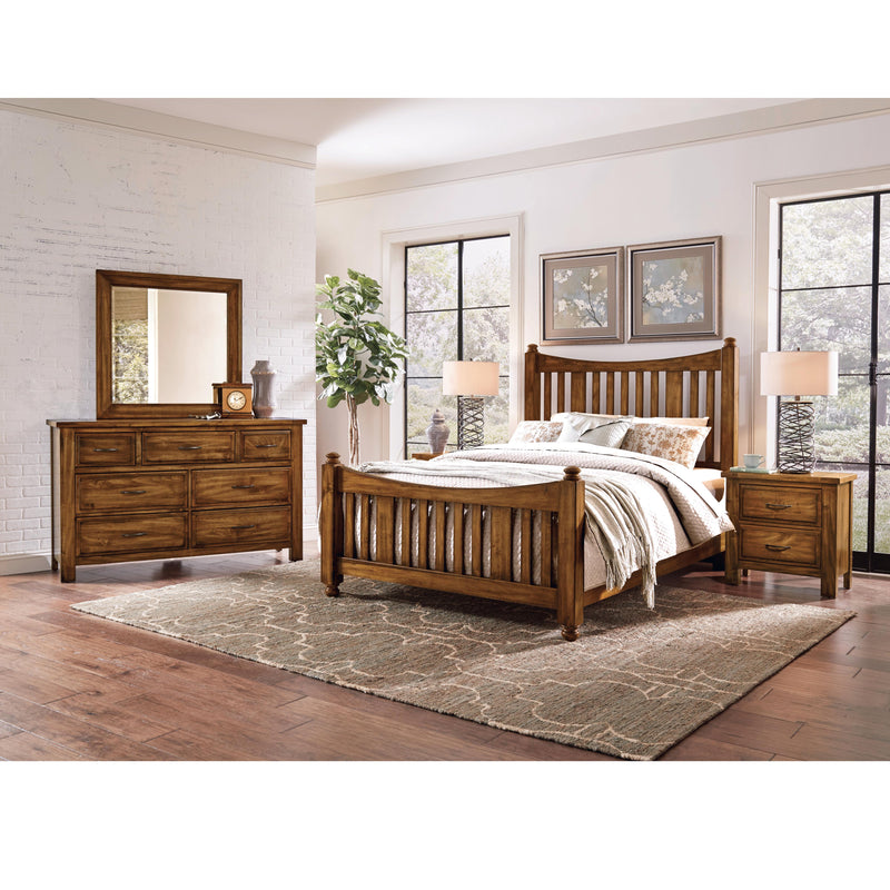 Artisan & Post Maple Road 118 Queen Slat Poster Bed - Antique Amish IMAGE 3