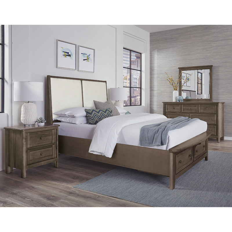Vaughan-Bassett Woodbridge 820 King Upholstered Bed with Storage and White Fabric - Dark Cashmere IMAGE 2