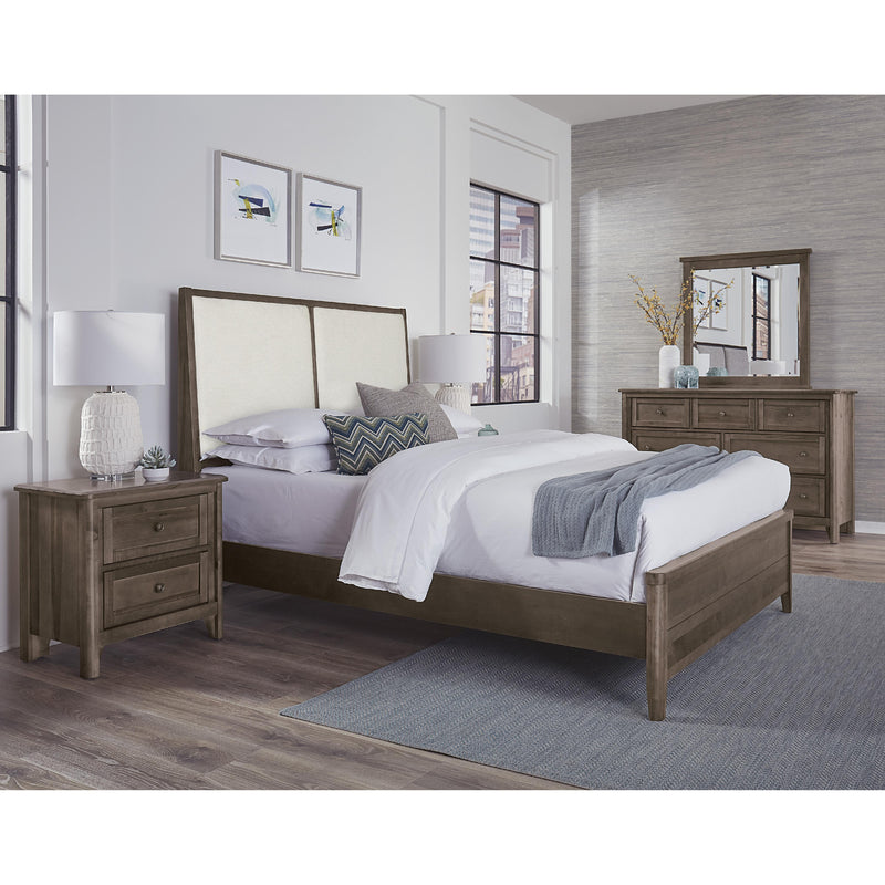 Vaughan-Bassett Woodbridge 820 King Upholstered Bed with White Fabric - Dark Cashmere IMAGE 2