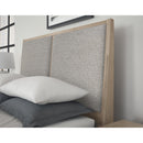 Vaughan-Bassett Woodbridge 822 King Upholstered Bed with Storage and Grey Fabric - Clear Maple IMAGE 3