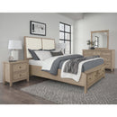 Vaughan-Bassett Woodbridge 822 King Upholstered Bed with Storage and White Fabric - Clear Maple IMAGE 3