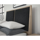 Vaughan-Bassett Woodbridge 822 Queen Upholstered Bed with Black Fabric - Clear Maple IMAGE 3