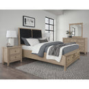 Vaughan-Bassett Woodbridge 822 Queen Upholstered Bed with Storage and Black Fabric - Clear Maple IMAGE 3
