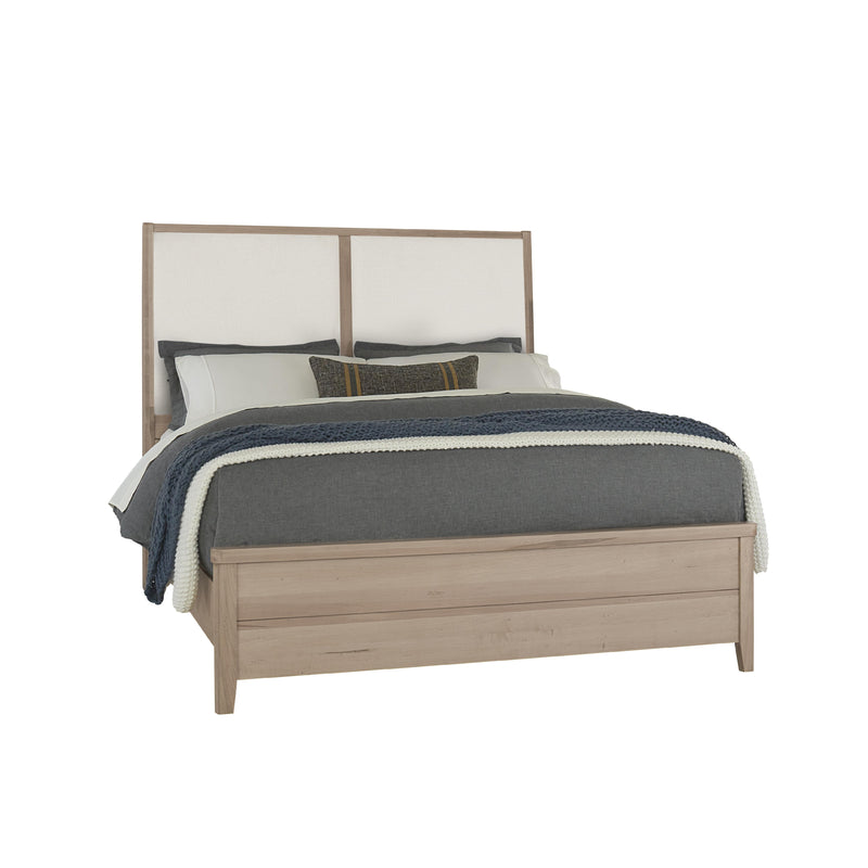 Vaughan-Bassett Woodbridge 822 Queen Upholstered Bed with White Fabric - Clear Maple IMAGE 1