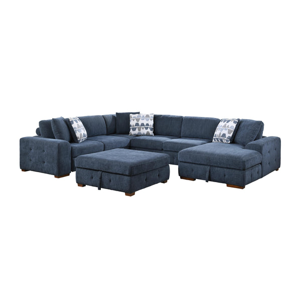 Homelegance Raife 9624BU*52LRC 5 pc Sectional with Right Chaise and Storage Ottoman IMAGE 1